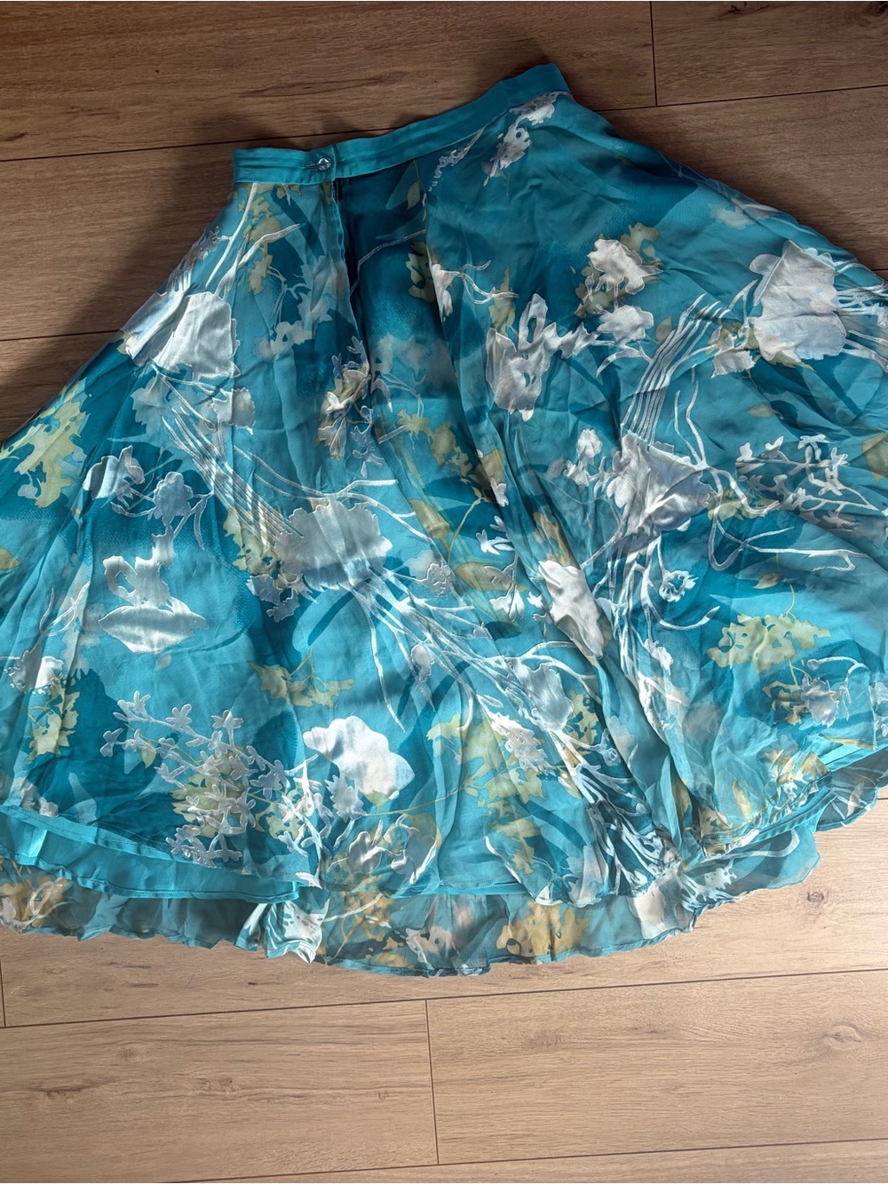 Blue Floral A-Line Skirt